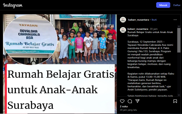 Yayasan Novaloka Cakrawala Asa Diliput Kabar Nusantara